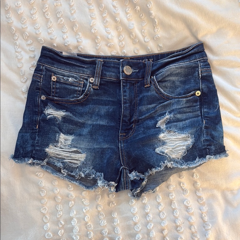 American Eagle Outfitters Blue Distressed Jean Shorts